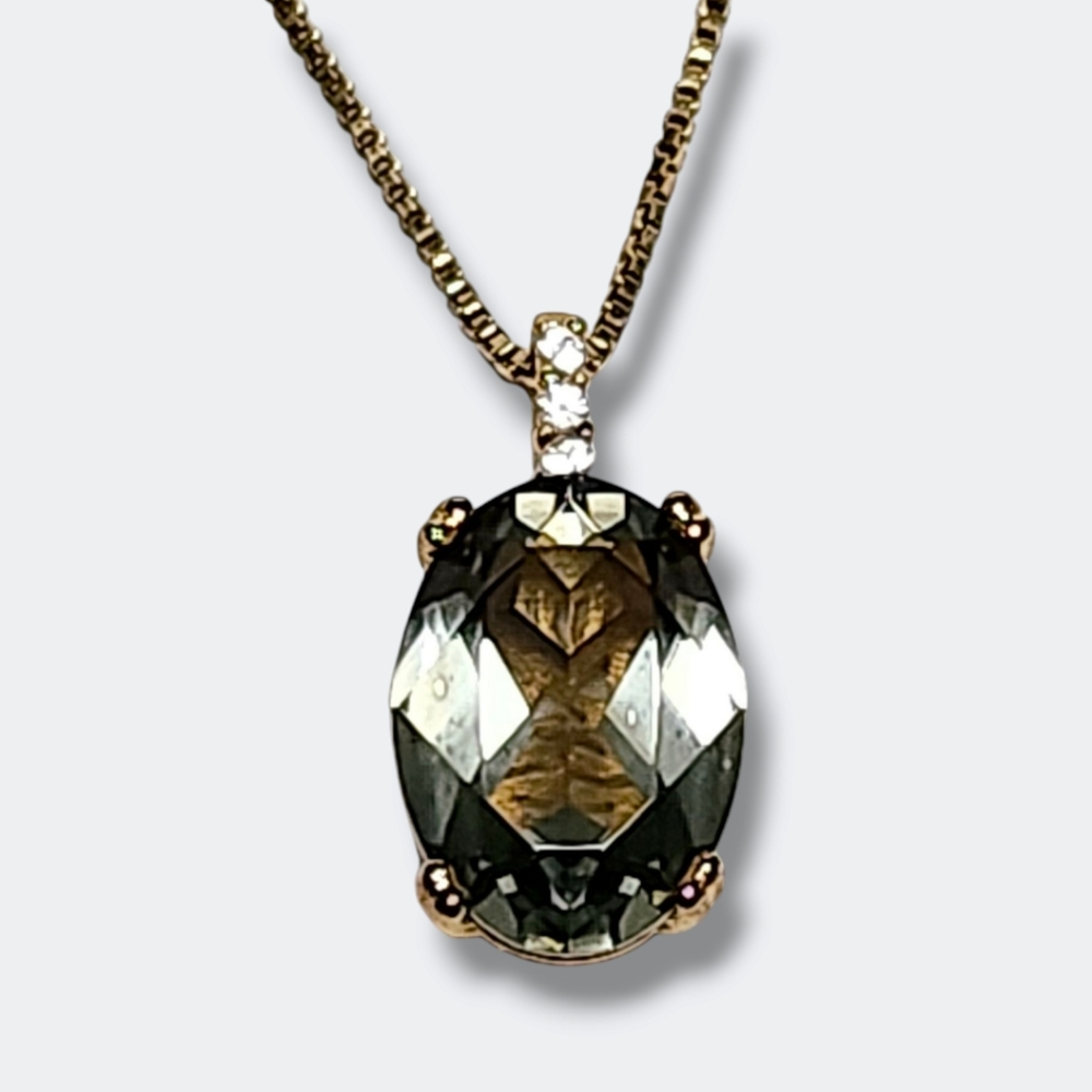 VERA WANG 18K Gold over SILVER Gray Solitaire Necklace - Picture 10 of 13
